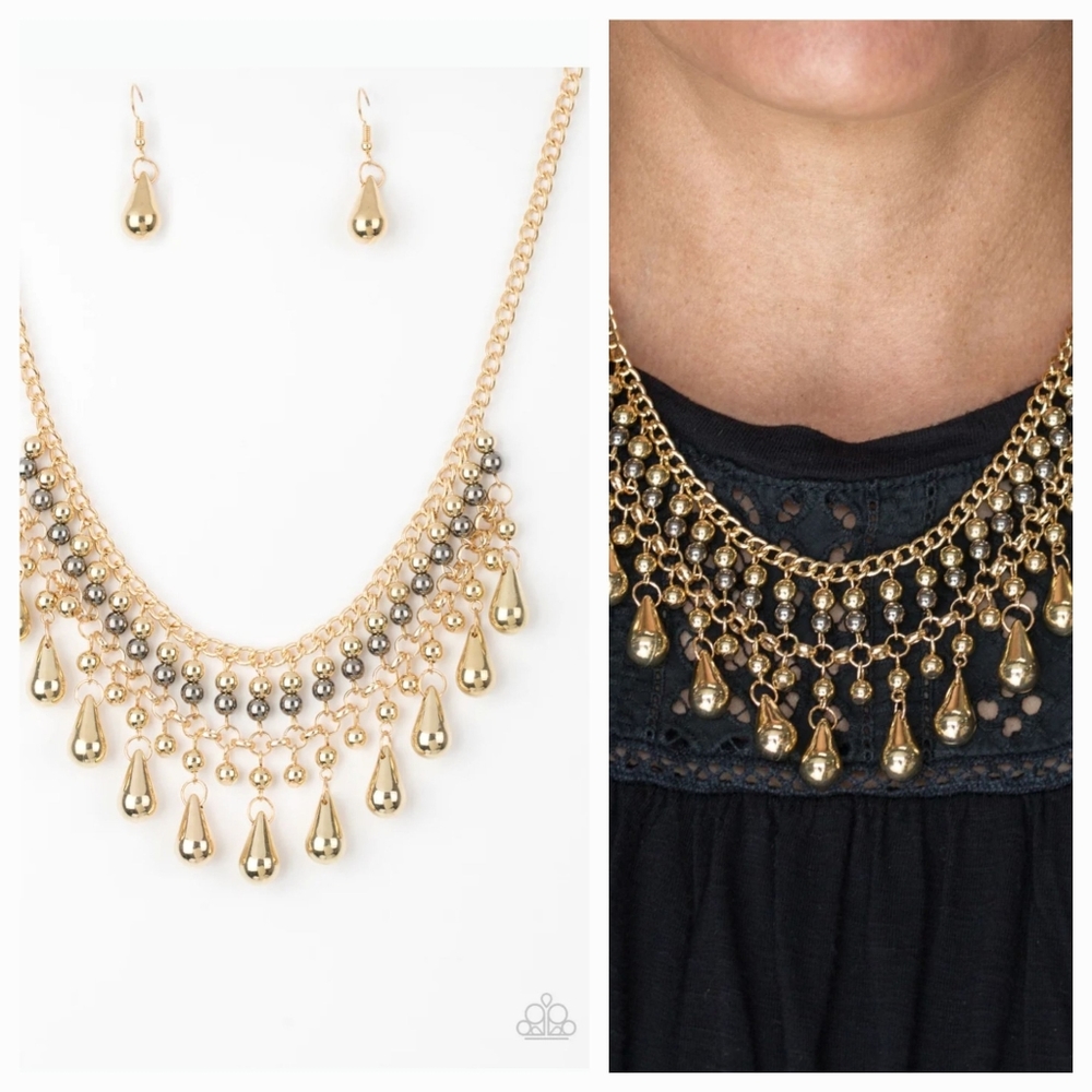 DON'T FORGET TO BOSS GOLD NECKLACE/EARRING SET